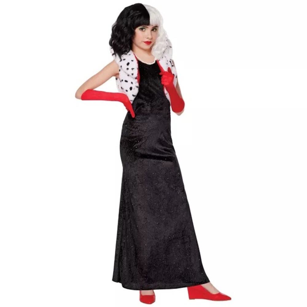 Disney Cruella 101 Dalmatians Girls Costume - Medium Size